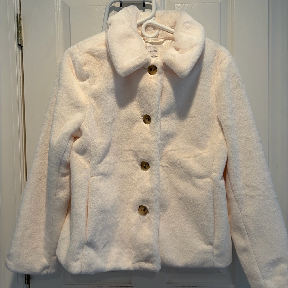 J. Crew Women's Cream Faux Fur Jacket